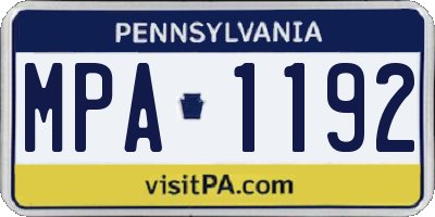 PA license plate MPA1192