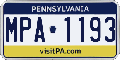 PA license plate MPA1193