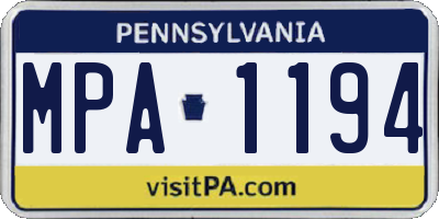 PA license plate MPA1194
