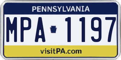 PA license plate MPA1197