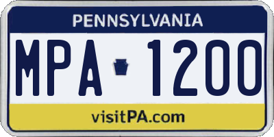 PA license plate MPA1200