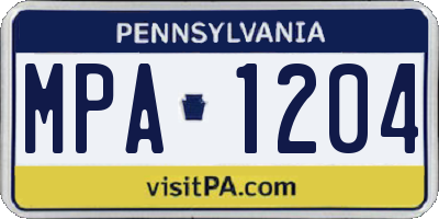 PA license plate MPA1204