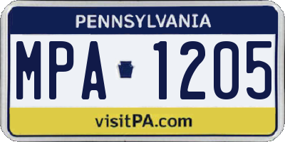 PA license plate MPA1205