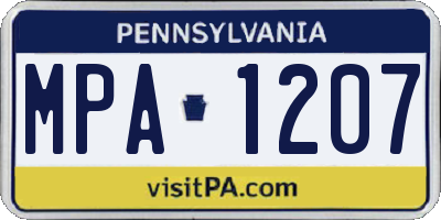 PA license plate MPA1207
