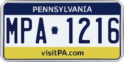 PA license plate MPA1216