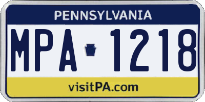 PA license plate MPA1218