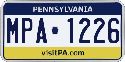 PA license plate MPA1226