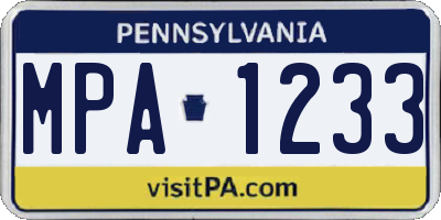 PA license plate MPA1233