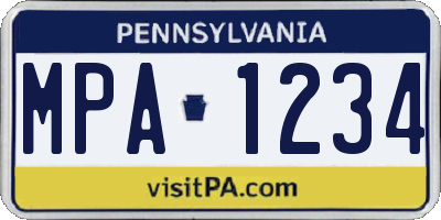 PA license plate MPA1234