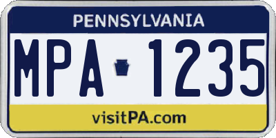 PA license plate MPA1235