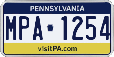 PA license plate MPA1254