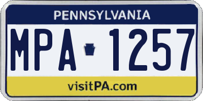 PA license plate MPA1257