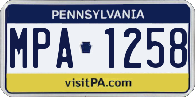 PA license plate MPA1258