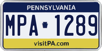 PA license plate MPA1289