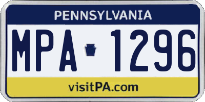 PA license plate MPA1296