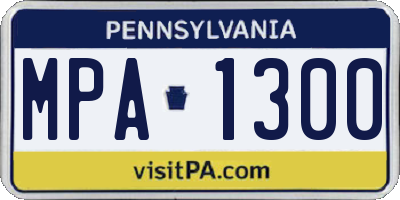 PA license plate MPA1300