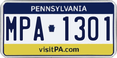 PA license plate MPA1301