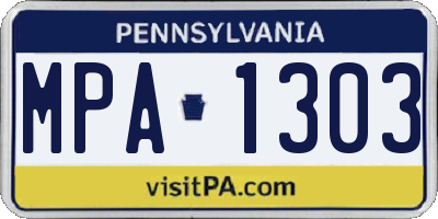 PA license plate MPA1303