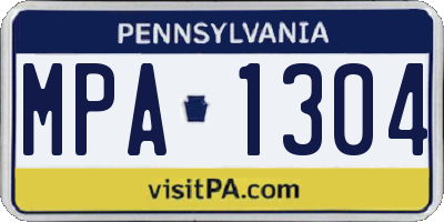 PA license plate MPA1304