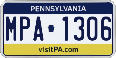 PA license plate MPA1306