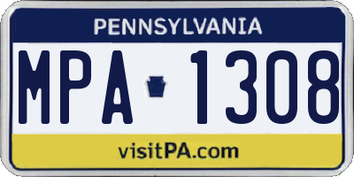 PA license plate MPA1308
