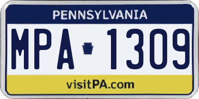 PA license plate MPA1309