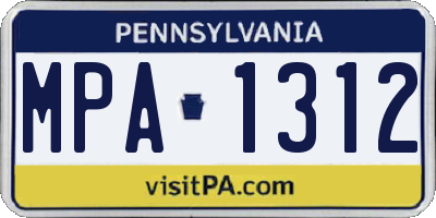 PA license plate MPA1312
