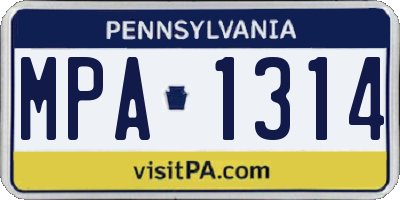 PA license plate MPA1314