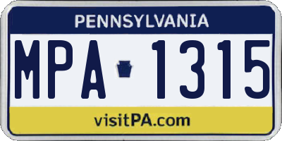PA license plate MPA1315