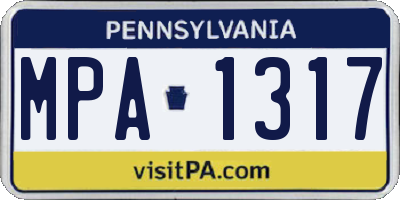 PA license plate MPA1317