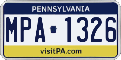 PA license plate MPA1326
