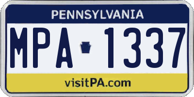 PA license plate MPA1337