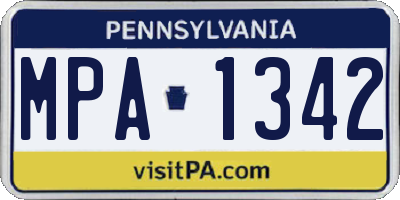 PA license plate MPA1342