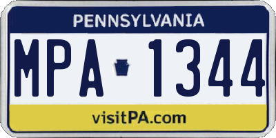 PA license plate MPA1344