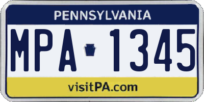 PA license plate MPA1345