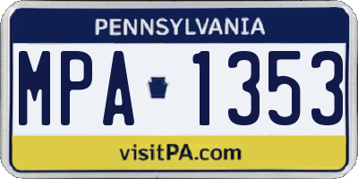 PA license plate MPA1353