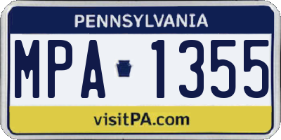 PA license plate MPA1355