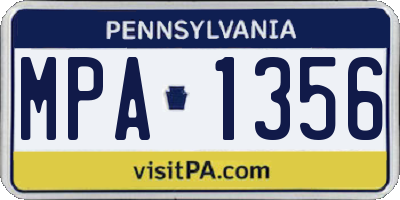 PA license plate MPA1356