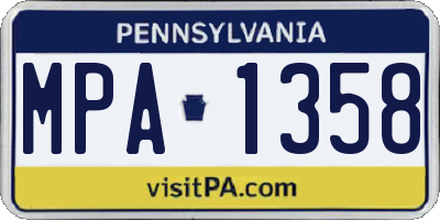 PA license plate MPA1358