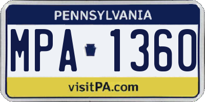 PA license plate MPA1360