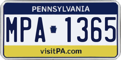 PA license plate MPA1365