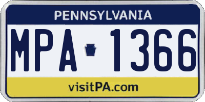 PA license plate MPA1366