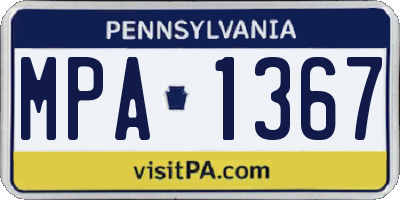 PA license plate MPA1367