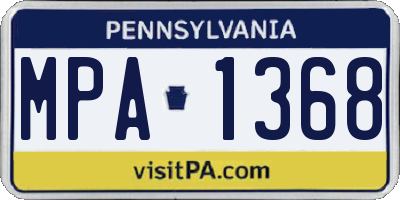 PA license plate MPA1368