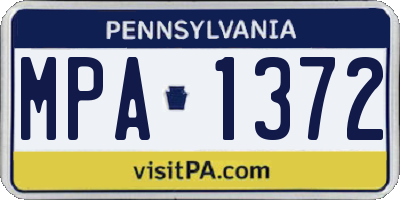 PA license plate MPA1372