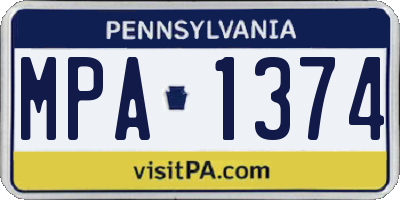 PA license plate MPA1374