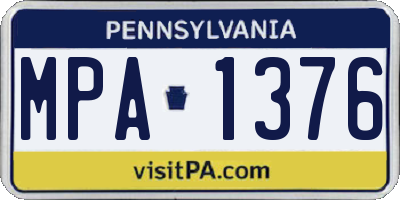 PA license plate MPA1376