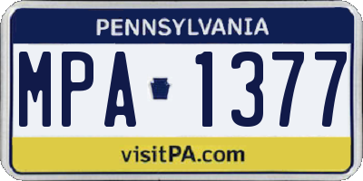 PA license plate MPA1377