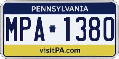 PA license plate MPA1380