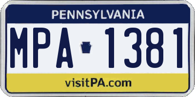 PA license plate MPA1381